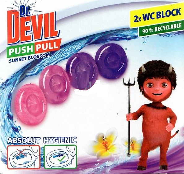 Dr.Devil WC Push Pull gel 2x20g Sunset B - Drogerie Koupelna a WC Vonné závěsky